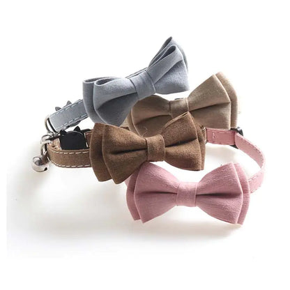 Aminge New Pet Collar with Solid Color Bow and Bell