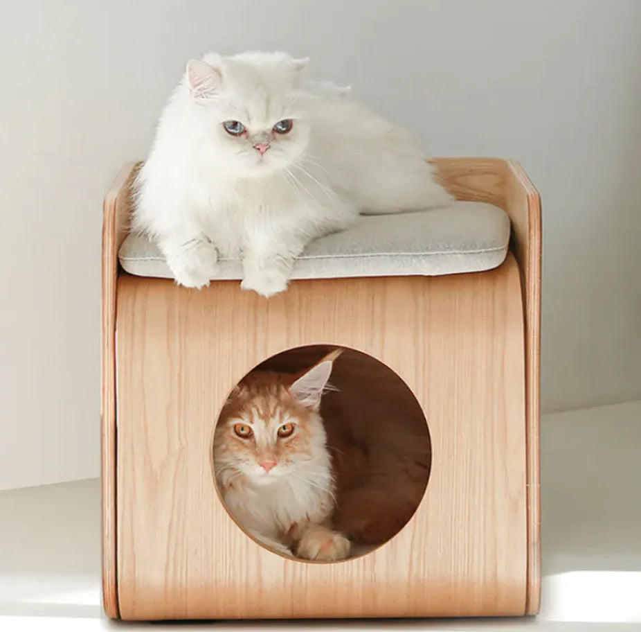 Cozy Wood Frame Pet Bed