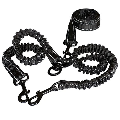 Dual Dog Leash with Reflective Features