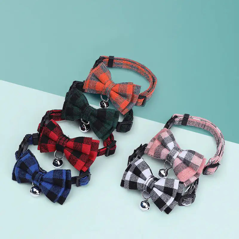 British Style Pet Collar with Bow Tie and Bell