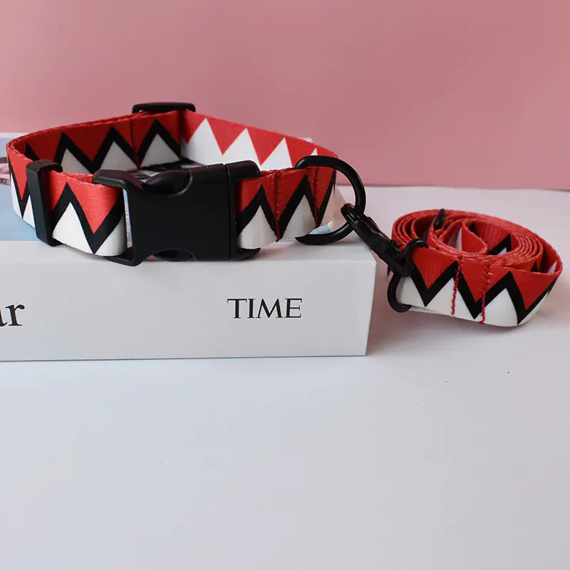 Ethnic Style Webbing Printed Pet Collar and Leash