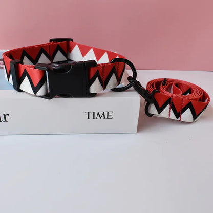 Ethnic Style Webbing Printed Pet Collar and Leash
