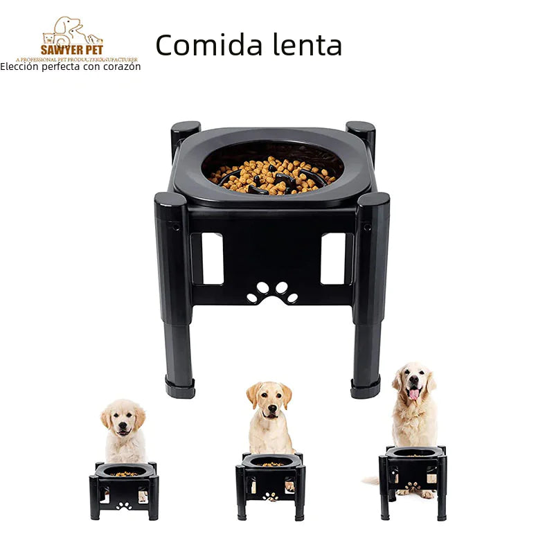 Pet Water Bowl with Slow Feeding Design and Adjustable Height
