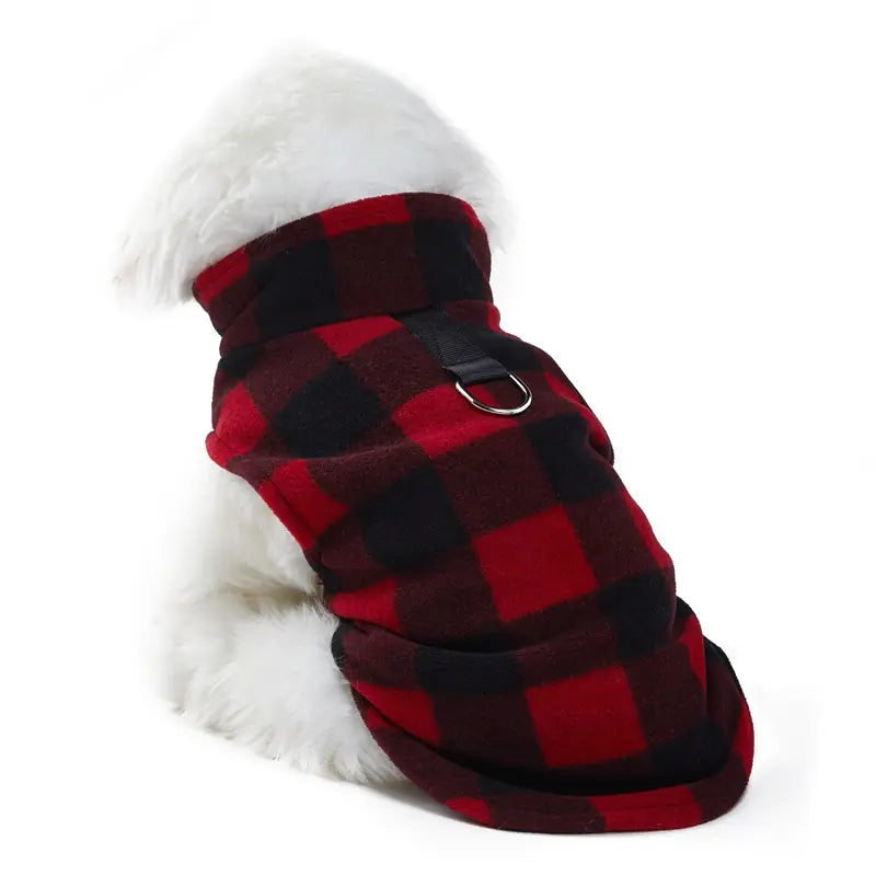 Fleece Dog Jacket with Leash - Soft & Warm Pet Apparel