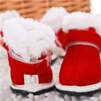 Christmas Pet Warm Shoes - Red Casual Winter Footwear
