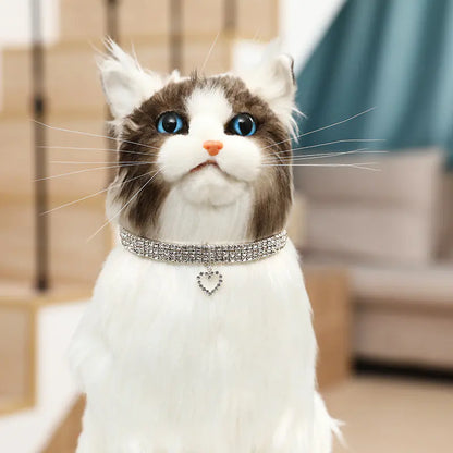 Three-Row Stretch Rhinestone Pet Collar for Cats & Dogs