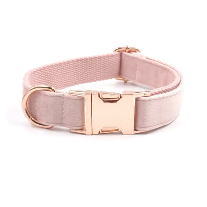 Velvet Rose Gold Pet Collar and Leash Set