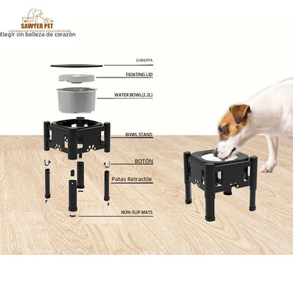 Pet Water Bowl with Slow Feeding Design and Adjustable Height