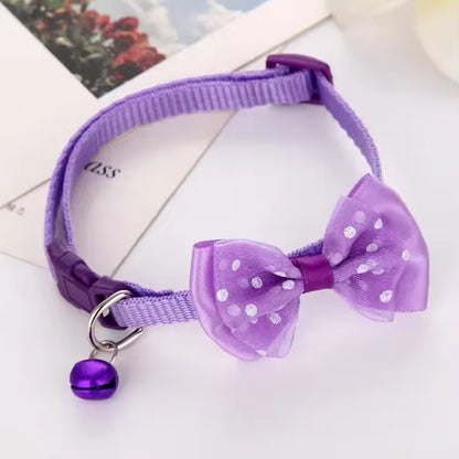 Adjustable Nylon Pet Collar with Bow Tie and Bell