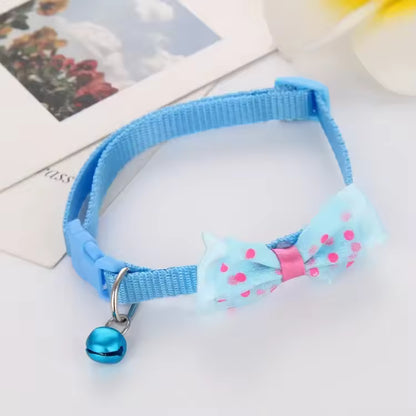 Adjustable Nylon Pet Collar with Bow Tie and Bell