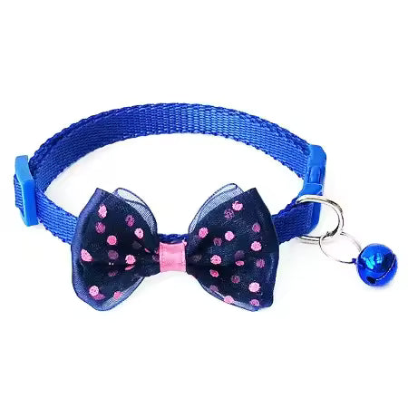 Adjustable Nylon Pet Collar with Bow Tie and Bell