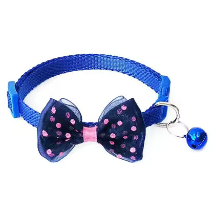 Adjustable Nylon Pet Collar with Bow Tie and Bell