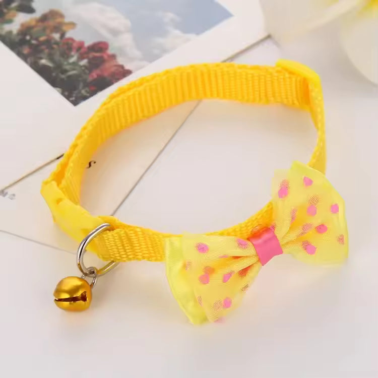 Adjustable Nylon Pet Collar with Bow Tie and Bell