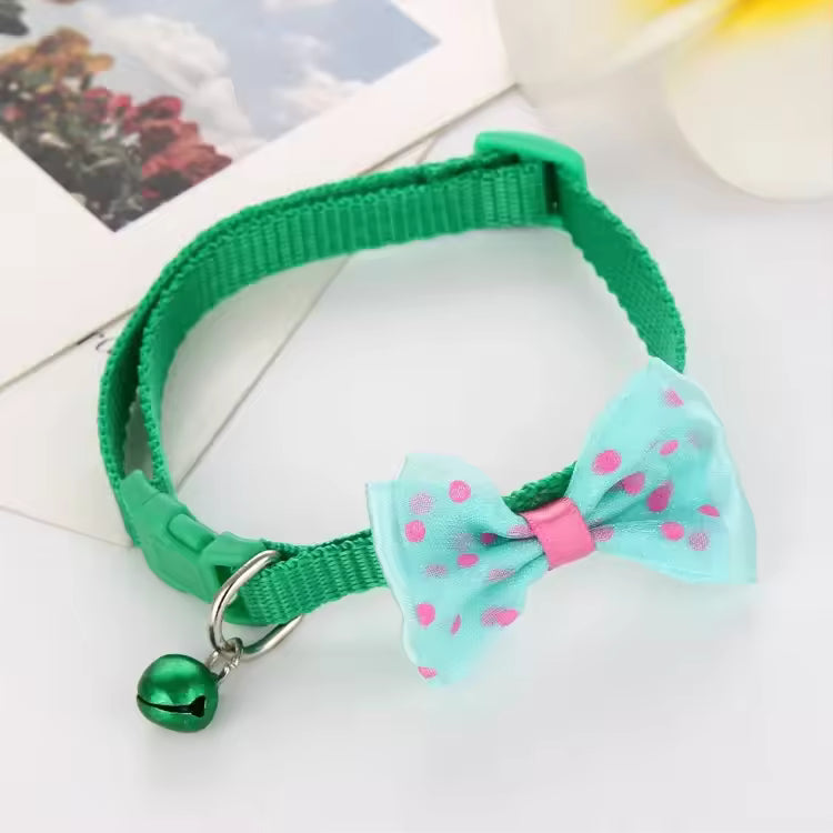 Adjustable Nylon Pet Collar with Bow Tie and Bell