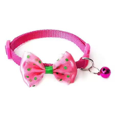 Adjustable Nylon Pet Collar with Bow Tie and Bell