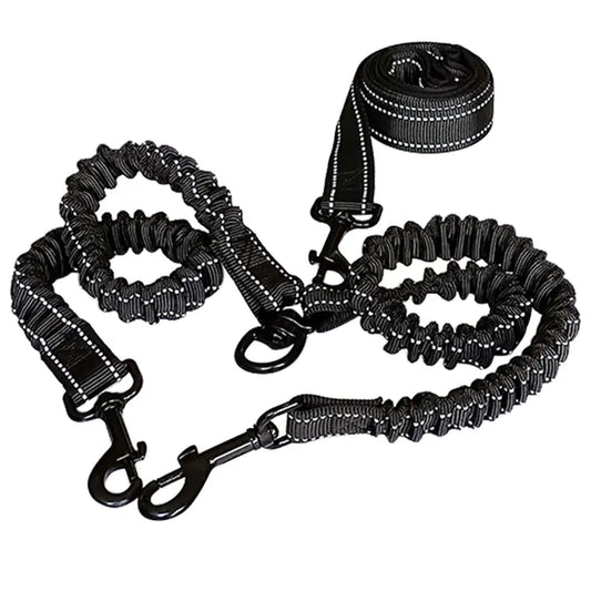 Dual Dog Leash with Reflective Features