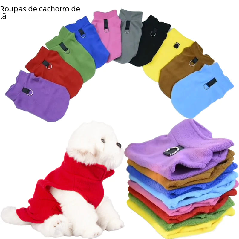Fleece Dog Jacket with Leash - Soft & Warm Pet Apparel