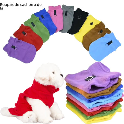 Fleece Dog Jacket with Leash - Soft & Warm Pet Apparel