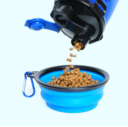 2-in-1 Portable Pet Water and Food Dispenser with Collapsible Silicone Bowl