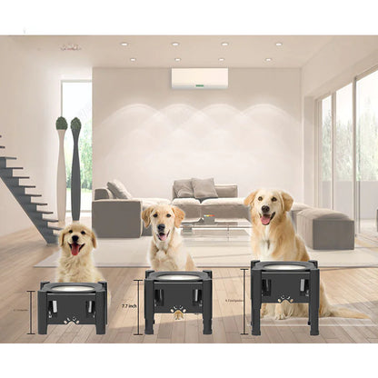 Pet Water Bowl with Slow Feeding Design and Adjustable Height