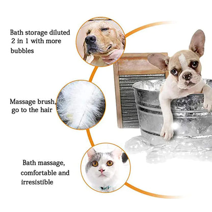 2 in 1 Pet Bath Brush and Grooming Comb for Dogs/Cats