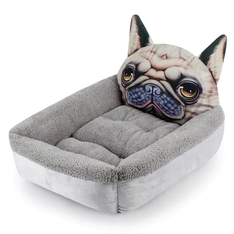 3D Cartoon Cube Bed - Warm Pet House for Winter
