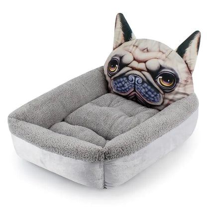 3D Cartoon Cube Bed - Warm Pet House for Winter