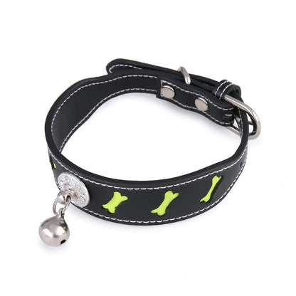 Reflective Bone-Shaped Pet Collar with Bell