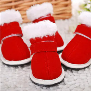 Christmas Pet Warm Shoes - Red Casual Winter Footwear