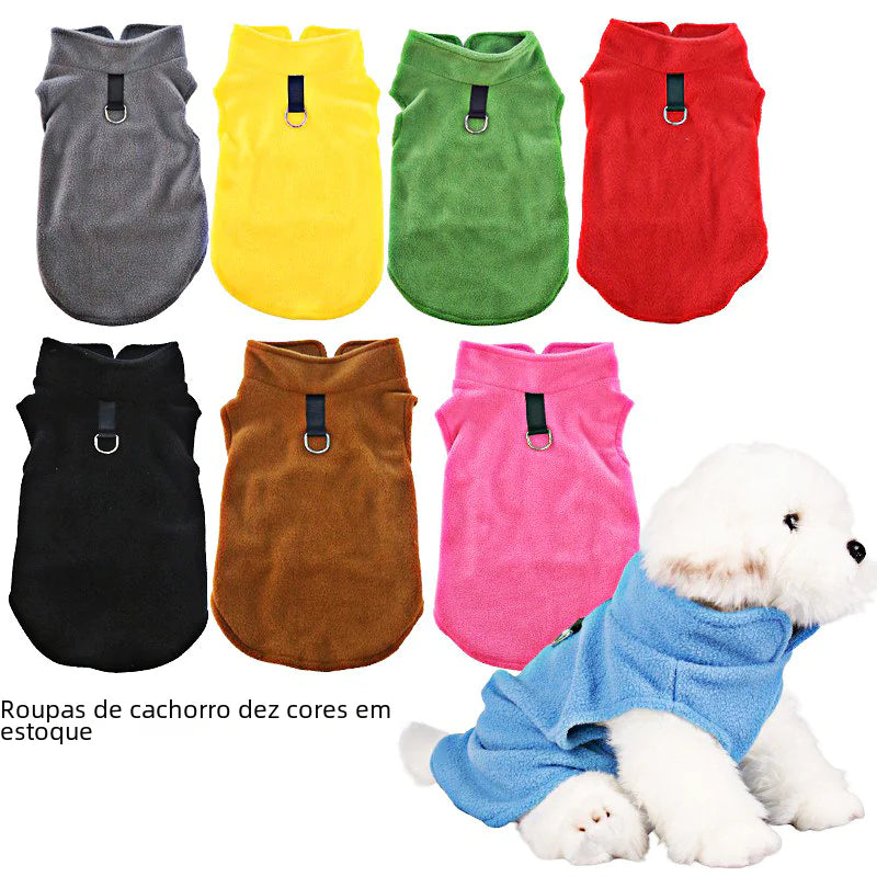 Fleece Dog Jacket with Leash - Soft & Warm Pet Apparel