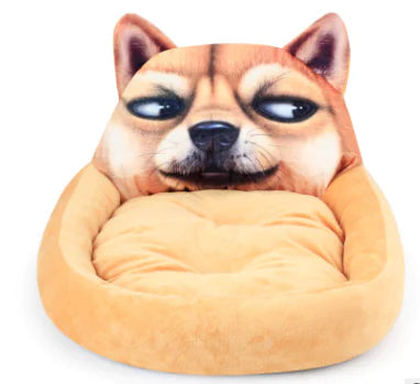 3D Cartoon Cube Bed - Warm Pet House for Winter