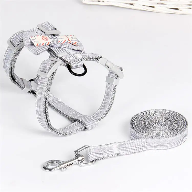 Simple Lattice Bow Design Pet Leash