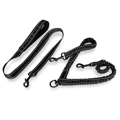 Dual Dog Leash with Reflective Features