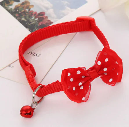 Adjustable Nylon Pet Collar with Bow Tie and Bell