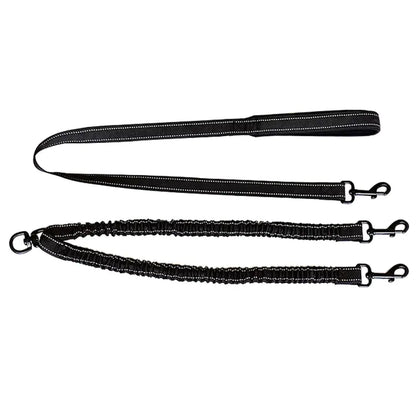 Dual Dog Leash with Reflective Features