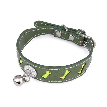 Reflective Bone-Shaped Pet Collar with Bell