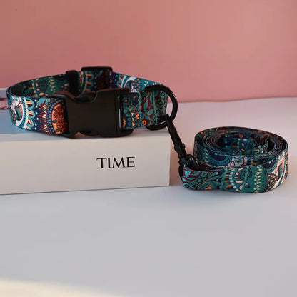 Ethnic Style Webbing Printed Pet Collar and Leash